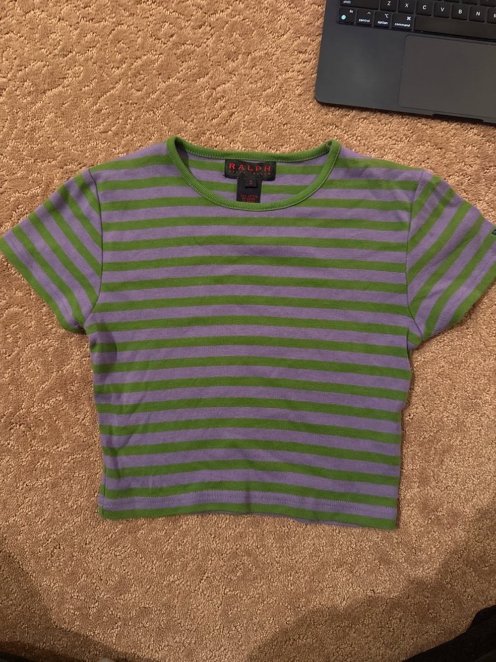 Ralph Lauren Green and Purple Striped Tee